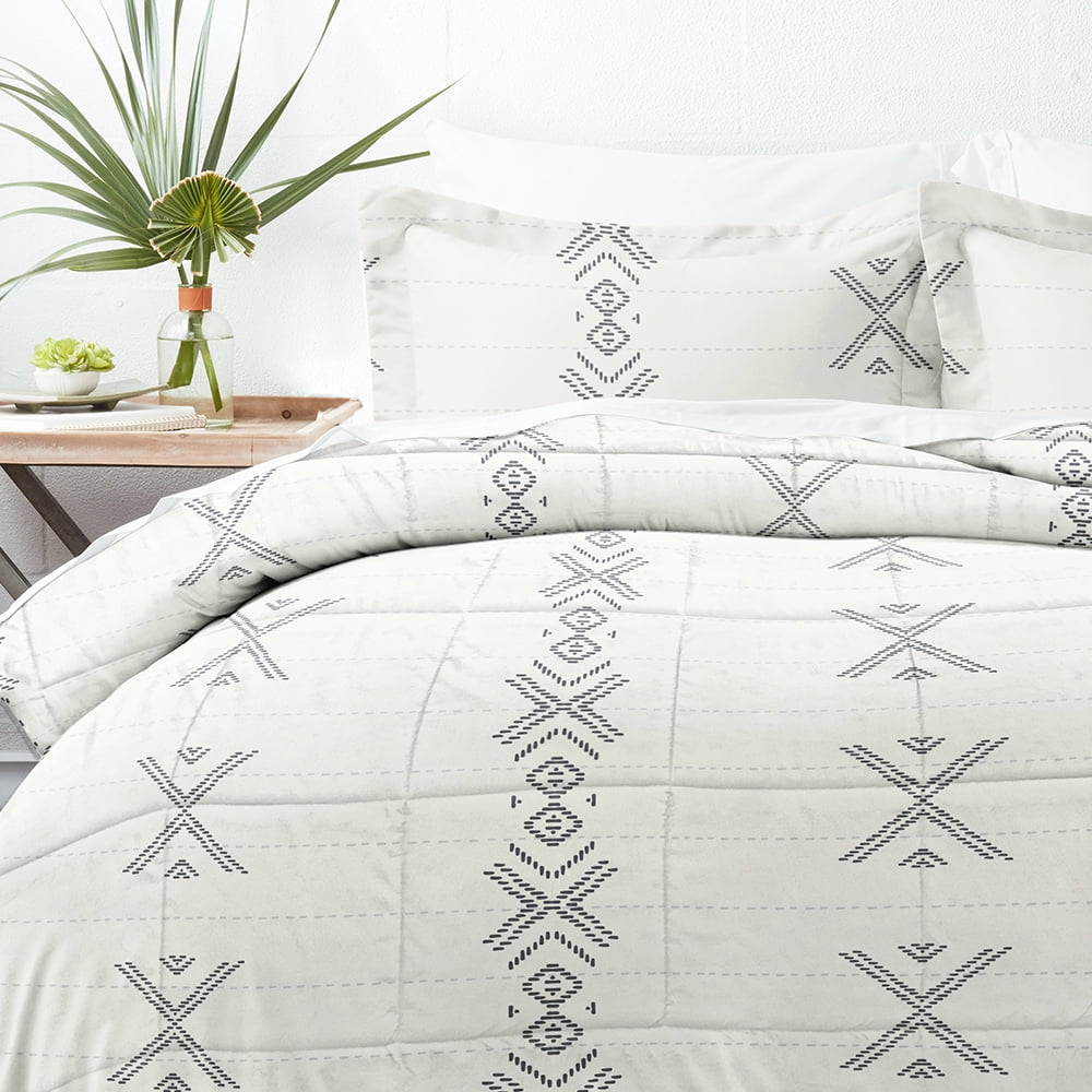 Noble Linens 2-Piece Gray Urban Stitch Print Comforter Set, Twin/TwinXL