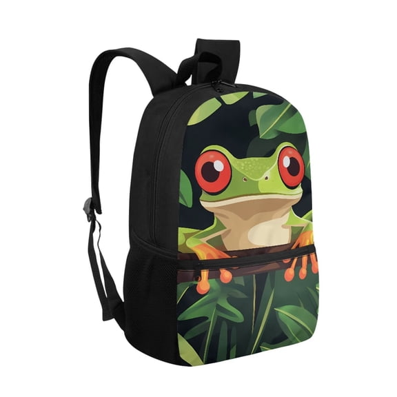 HUIACONG Cute Frog Print School Backpack for Boys Girls Ages 6-18 Large Capacity Water-Resistant Lightweight Bookbag for Elementary Middle High School Back to School Daily Use