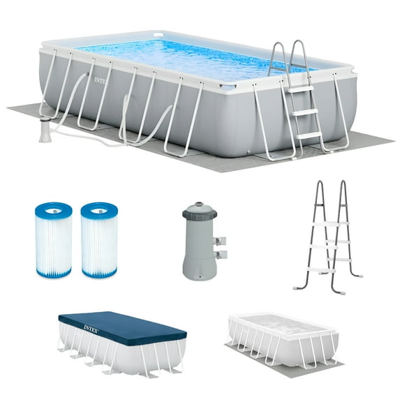 Open Box Intex 16' x 42" Prism Frame Rectangular Above Ground Swimming Pool Set