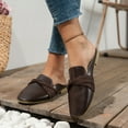 thumbnail image 2 of NOKIO Mules for Women Flats Shoes: Ladies Fashion Solid Color Leather Round Head Half Slippers Flat Comfortable Casual Single Shoes Trendy Women'S Everyday Footwear Round Toe Womens Mules, 2 of 8