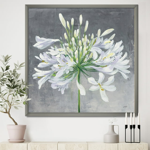 Design Art Inc. FDP30001-30-30-SL Designart 'Flower Cleome Splash I' Traditional Floral Framed Art Print - 30x30