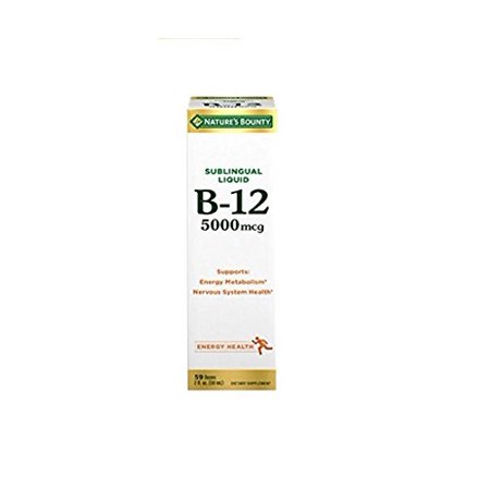 3 Pack Nature's Bounty Super Strength Liquid Vitamin B-12 5000 mcg 2 fl Oz Each