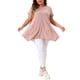 thumbnail image 2 of Tops de túnica de mujer plus size Agnes Orinda, camiseta de punto suelta de verano con cuello redondo, manga corta, blusa casual 2X en color rosa, 2 of 5