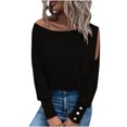 thumbnail image 1 of Hauts d'Été pour Femmes Automne Hiver Col Rond Tempérament Manches Raglan T-shirt Décontracté Ample Blouses en Liquidation, 1 of 7
