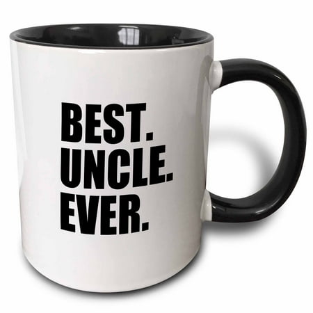 3dRose Best Uncle Ever - Family gifts for relatives and honorary uncles and great uncles - black text, Two Tone Black Mug,