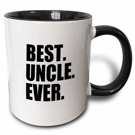 Great Gifts Under 25 3dRose Best Uncle Ever - Family gifts for relatives and honorary uncles and great uncles - black text, Two Tone Black Mug, 11oz ()