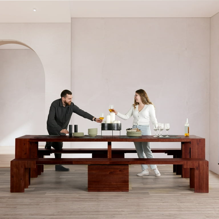 Transformer Table and Bench Cherry Brown Walmart