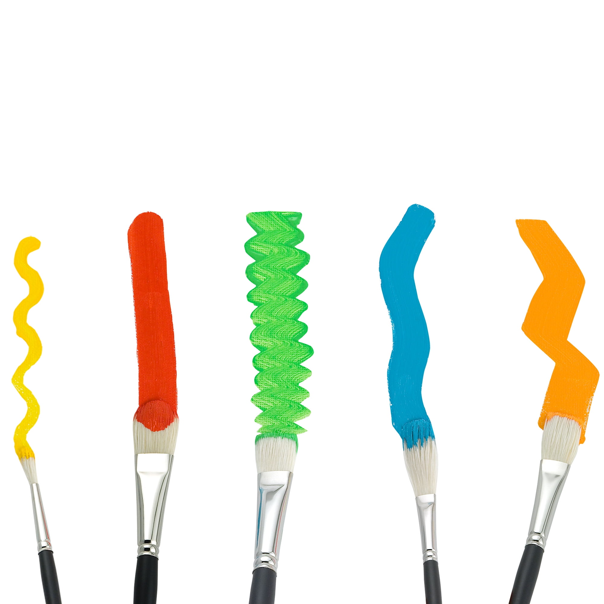 Creative Mark Pro Stroke Premium White Chungking Hog Bristle Artist Paint Brush - Flats Set of 5 - Natural Bristle Brush w/ Soft Touch Handle for Oils, Watercolors, Acrylics, Alkyds, Caseins