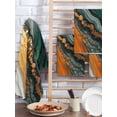 thumbnail image 2 of Teal Orange Marble Hand Towels Set, Waffle Weave Kitchen Towels 2 Pieces, Modern Ink Painting Abstract Microfiber Hair Face Bath Tea Towel Absorbent Quick Drying Cleaning Dish Cloths, 15.7"x23.6", 2 of 7