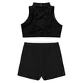 thumbnail image 4 of TiaoBug Flower Girls 2 Pieces Swimsuit Set Criss Cross Back Crop Tank Tops with Shorts Holiday Beach Swimwear Black 12, 4 of 7