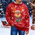 thumbnail image 3 of Christmas Sweatshirt for Men Women Long Sleeve Loose Casual Crewneck Ribbed Texture Snowflake and Reindeer Print Pullover, 3 of 6