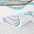 thumbnail image 5 of spefrowx Watercolor Sailboat Starfish Bed Spread Queen for Boys, Blue Wavy Line Queen Coverlet Set, 3pcs, 5 of 7