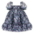 thumbnail image 3 of Femmes d'Été Bouffi Manches Robe de Bal Vintage Imprimé Col Carré Princesse Dentelle Tulle Taille Haute Robe Fluide, 3 of 6
