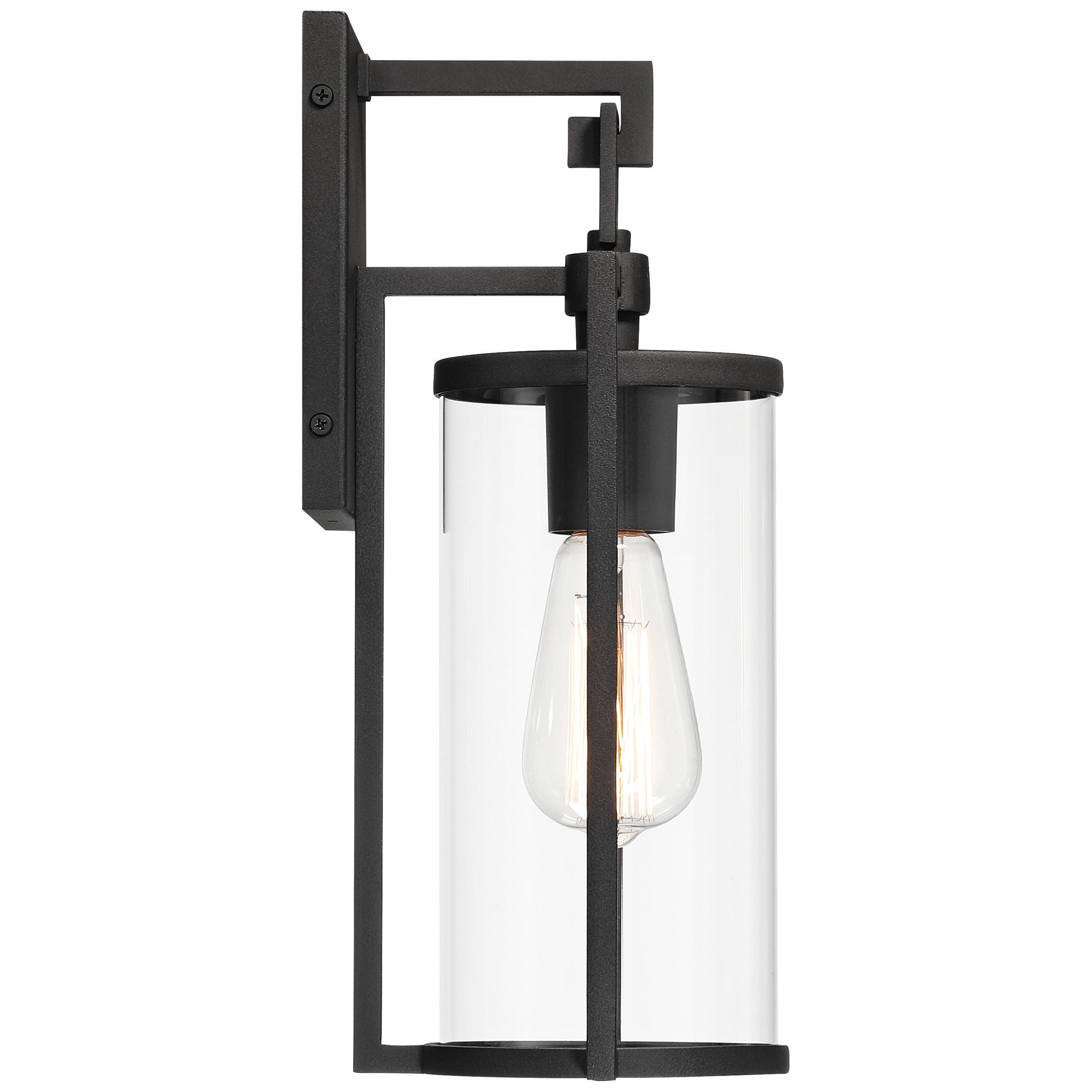 John Timberland Rennes 15 3/4" High Modern Outdoor Wall Light Fixture Mount Porch House Exterior Set of 2 Black Clear Glass Shade
