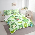 thumbnail image 3 of Homewish Green Kiwifruit Print 7-Piece Bedding Comforter Set,Kawaii Frog King Bedding Sets,Cute Cartoon Animal Bed Sheets For Boys Kids,Microfiber Bedroom Decor, 3 of 8
