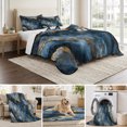 thumbnail image 6 of Twin Quilt Set 68''x86'', Navy Blue Marble Lightweight Summer Bedspread Coverlet Set with 2 Pillow Shams, Modern Art Contemporary Yellow Breathable All Season Quilt Bedding for Dorm/Bedroom, 6 of 9
