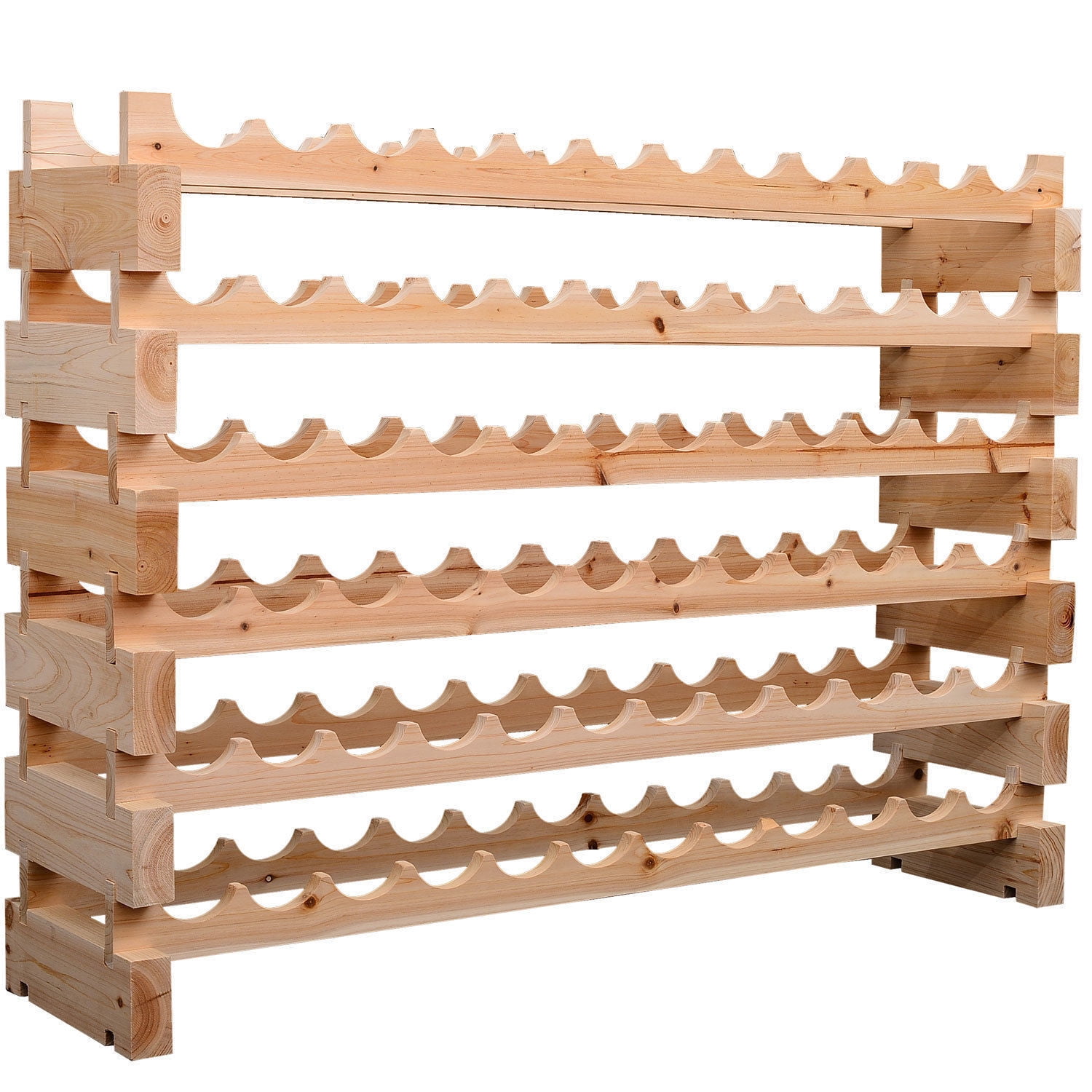 HOMECHO 20 Bamboo Wine Display Bottles Storage Rack Free Standing with 5-Tier Shelf Wobble-Free Natural Color HMC-BA-002 