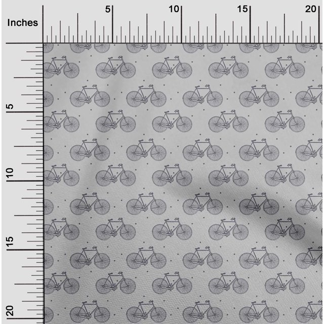 oneOone Polyester Lycra Fabric Dot & Bicycle Block Decor Fabric Printed BTY 56 Inch Wide