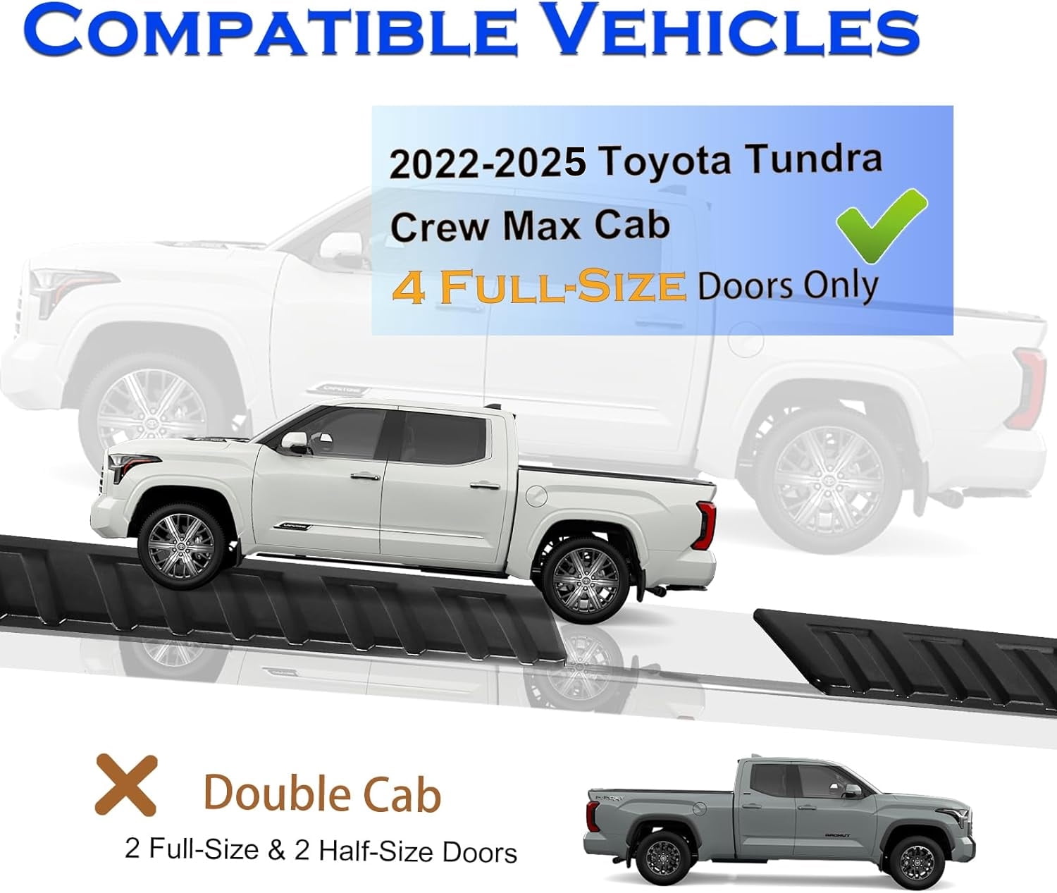 TPA 6 inch Running Boards Fit for 2022-2025 Toyota Tundra Crew Max Cab Side Step Nerf Bar Mirror Stainless Steel
