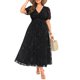 thumbnail image 1 of Vestido Pinup Fashion para mujer, talla grande, cuello en V de gasa negra, 1 of 6