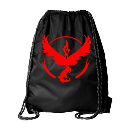 Pokemon Go Gym Team Valor Red Black Cinch Bag Drawstring Bag (Best Pokemon Team For Pokemon Black)