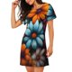 thumbnail image 2 of Balery Colorful Blooming Flowers Camisón de manga corta con cuello redondo para mujer, cómodo y elegante., 2 of 6