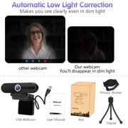 ZIQIAN 4K/8MP HD Webcam - Desk Top Camera/Gaming PC Camera/Pro Streaming Web Camera/ Xbox Camera/Webcam with Microphone with Privacy Cover and Tripod-Black
