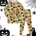 thumbnail image 2 of NOEGOEU Kids Boys Girls Halloween Pajamas Long Sleeve Top and Pants Sleepwear Set 2-9Y (Green,2-3 Years), 2 of 7