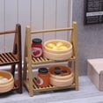 thumbnail image 3 of KONTONTY Mini House Furniture Rectangular Double Layer Wood Shelves 2Pcs 5.7x4.2in, 3 of 7