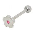 thumbnail image 4 of Flat Head Jeweled Flower Design Tongue Ring, 4 of 10