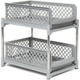 thumbnail image 2 of Sliding Storage Drawers Pull Out Plastic Cabinet Organizer 2 Tier - 9" Gray, 2 of 5