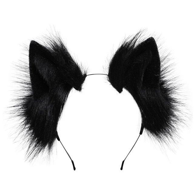 Diadema con orejas de animales de felpa simulada, conjunto de cola de Cosplay hecho a mano