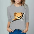 thumbnail image 2 of Virmaxy (3-12 Years) Boys Girls Casual Bear Printed Shirt Kids Baby 3/4 Sleeve Round Neck Top Summer Loose Trend Pullover Shirt Gray 3 Years, 2 of 4