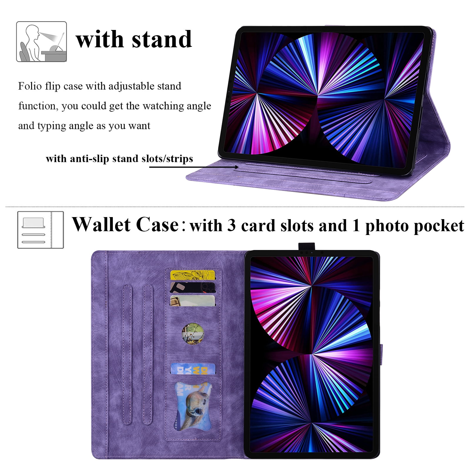Allytechgroup Flip Case for Apple iPad (A16) 11th Gen 11" 2025/ iPad 10th Gen 10.9" 2022,Stylish Blossom PU Leather Auto Sleep Wake Protective Pencil Holder Shockproof Case for iPad 11/ iPad 10,Purple