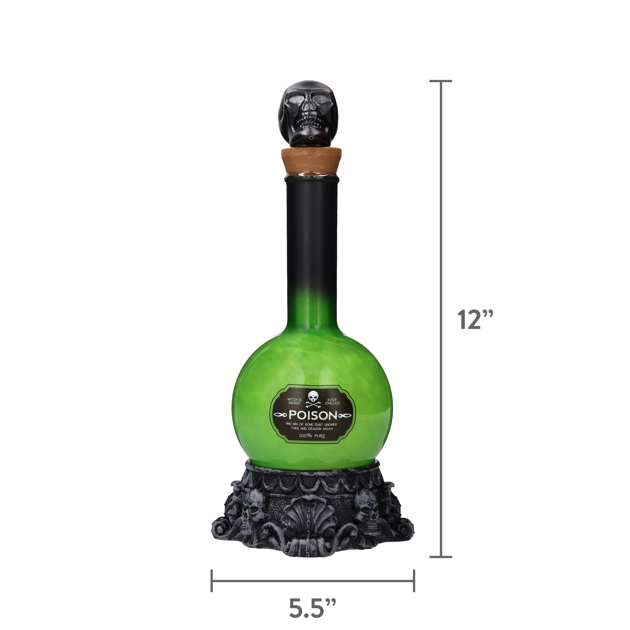 Light-Up Poison Bottle Tabletop Decoration, Green, 12", Halloween by Way To Celebrate