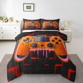 thumbnail image 2 of Orange Gaming Full Size Comforter Sets - Gamer Comforter Full Size Bedding Set, Neon Lights Abstract Geometry Design Gamer Room Decor, 2 of 7