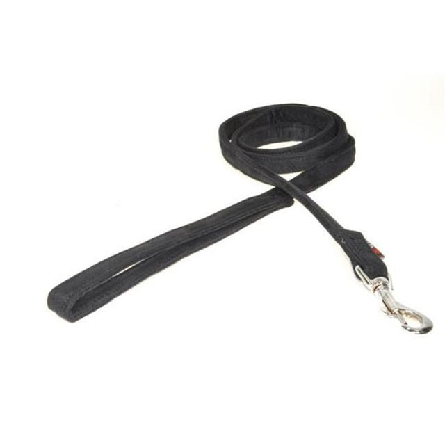 Dogline Comfort Microfiber Flat Leash for Dogs (W 5/8" L 6ft), Black