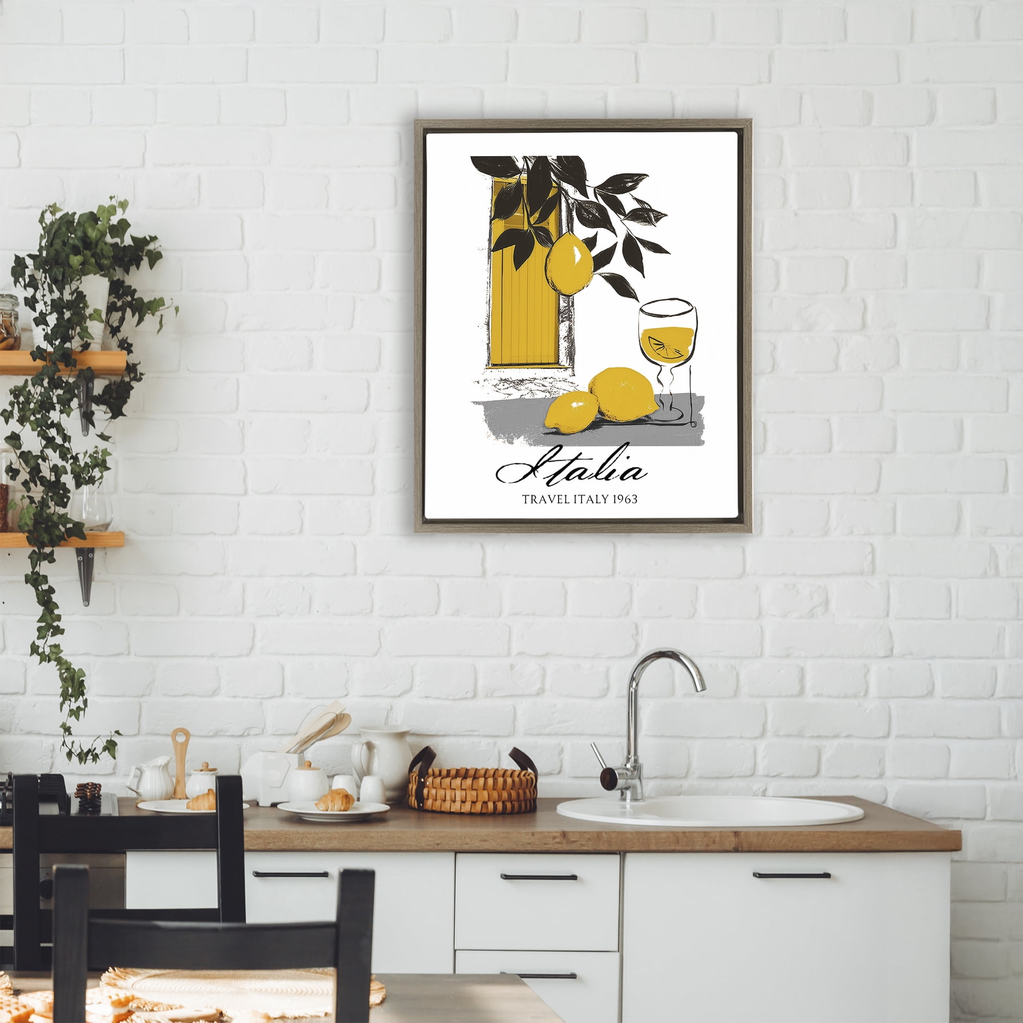 Stupell Industries Travel Italia Lemons Brown Framed Floater Canvas Wall Art, design by Annabelle Hall