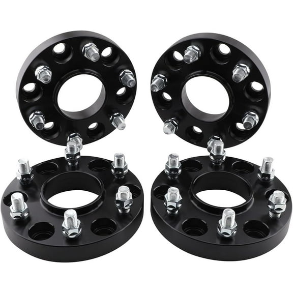 4pcs 6x5.5/6x139.7 Wheel Spacers M14x1.5 1" Black Compatible for 2019-2024 Ram 1500 77.8mm Hub Bore 6 Lugs Hubring Spacer