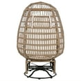 thumbnail image 4 of M optimized Wicker Egg Chair, Swing Chair with 4 Pillows, Detachable Cushion, Adjustable Foot Pads, Swivel Base, 360 Degree Rotation Outdoor Egg Chair for Garden Patio Courtyard, 4 of 9