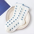 thumbnail image 2 of CUZIBR Socks For Women Winter Fashion Warm Flower Print Crew Socks Soft Cozy Leisure Sweat Absorbing Stocking Fuzzy Socks,Blue,One Size, 2 of 4