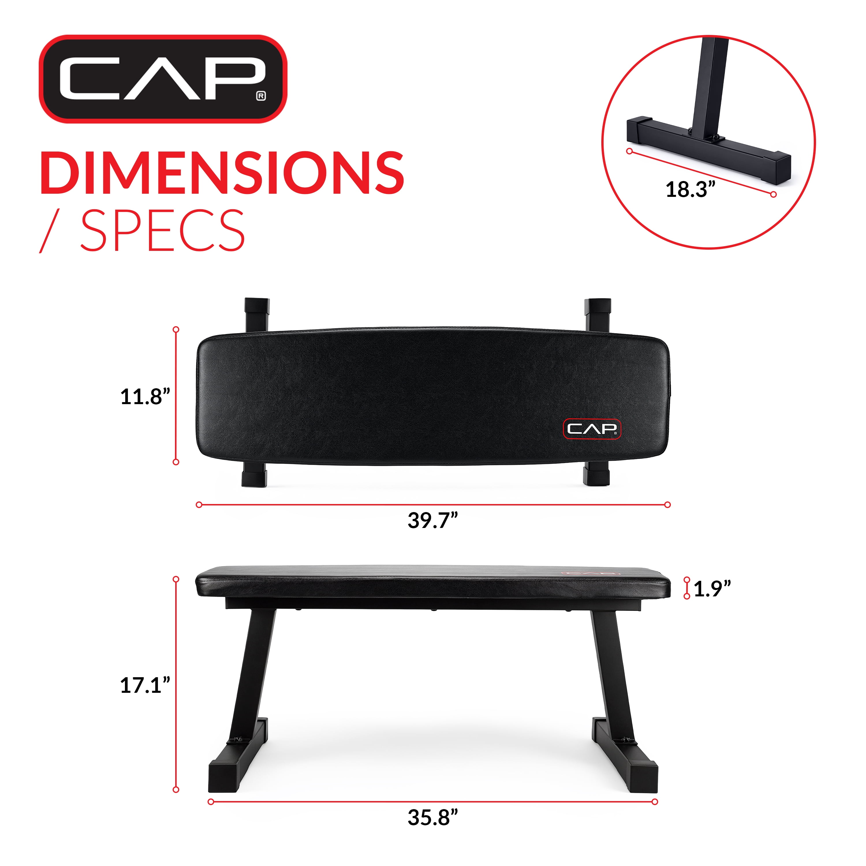 CAP Universal Flat Weight Bench, Black