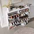 thumbnail image 4 of GarveeHome Shoe Storage Cabinet with 4 Flip Drawers, Farmhouse Fluted Shoe Organizer, Slim Narrow Shoe Rack with Metal Legs, Freestanding Hidden Shoe Cabinet for Entryway, Hallway, Foyer, Grey, 4 of 8