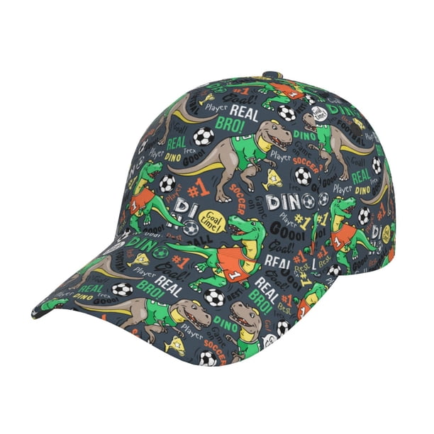 Fotbe Dinosaur Plays Soccer Gorro Clásico de Béisbol, Gorra Ajustable con Broche Snapback, Gorro de Exterior de Algodón Suave