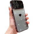 thumbnail image 6 of Compatible with iPhone Case,Glitter Gradient Electro Plated Heart Bumper [Large Viewport Design & Camera Lens Protection] Clear Soft Shockproof Cover Phone Case (Pink,iPhone 13 Pro Max), 6 of 6