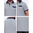 thumbnail image 7 of DARING DIVA Men's Short Sleeve Western Retro Stretch Color-Block Polo Shirts 2XL Gray, 7 of 7