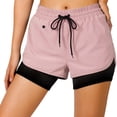 thumbnail image 3 of Hiauspor Athletic Running Shorts for Women Quick Dry with Pocket Gym Yoga Workout Pink S, 3 of 7