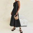 thumbnail image 5 of IDOPIP Women’s Sleeveless T Shirt Dress Summer Contrast Stitch Ribbed Knit Tank Maxi Dresses, 5 of 7