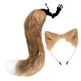 thumbnail image 3 of Conjunto de orejas y cola de gato y zorro, accesorios de disfraz para espectáculo de Halloween, juego de rol Marrón, 3 of 8