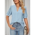 thumbnail image 2 of Womens Summer Tops, V Neck Ruffle Sleeve Blouses, Short Sleeve Casual Tops T-shirts, 2 of 5